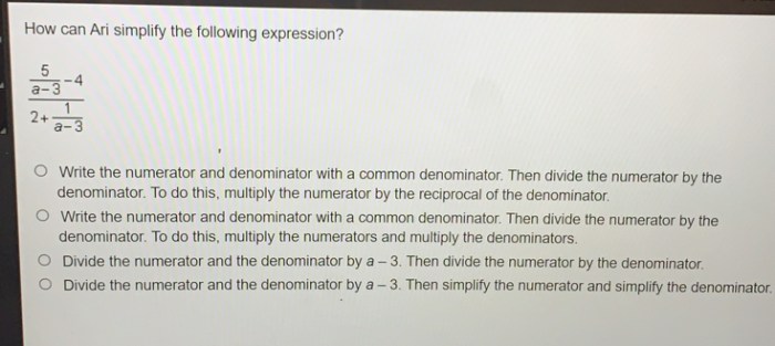 How can ari simplify the following expression