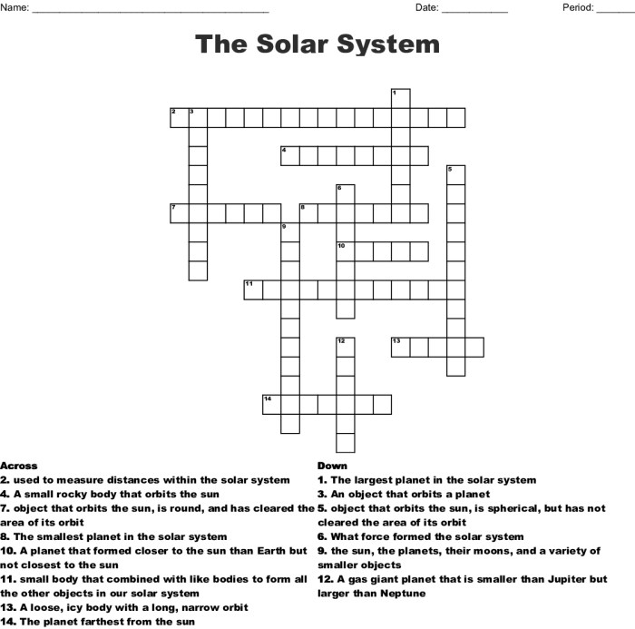 The solar system crossword puzzle answer key