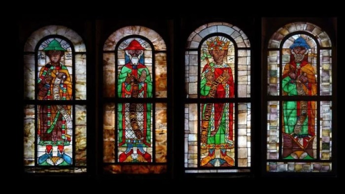 What work illustrates the pinnacle of stained-glass art